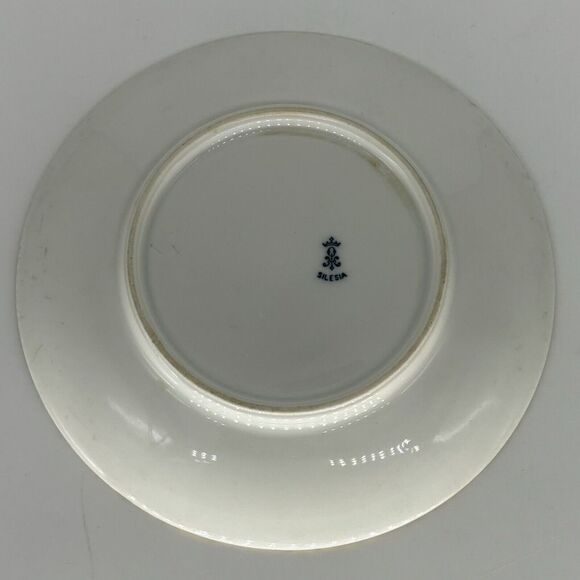 Vintage Silesia Porcelain Dish Plate Hand Painted Poppy Floral Gold Rimmed 6" - Picture 3 of 6